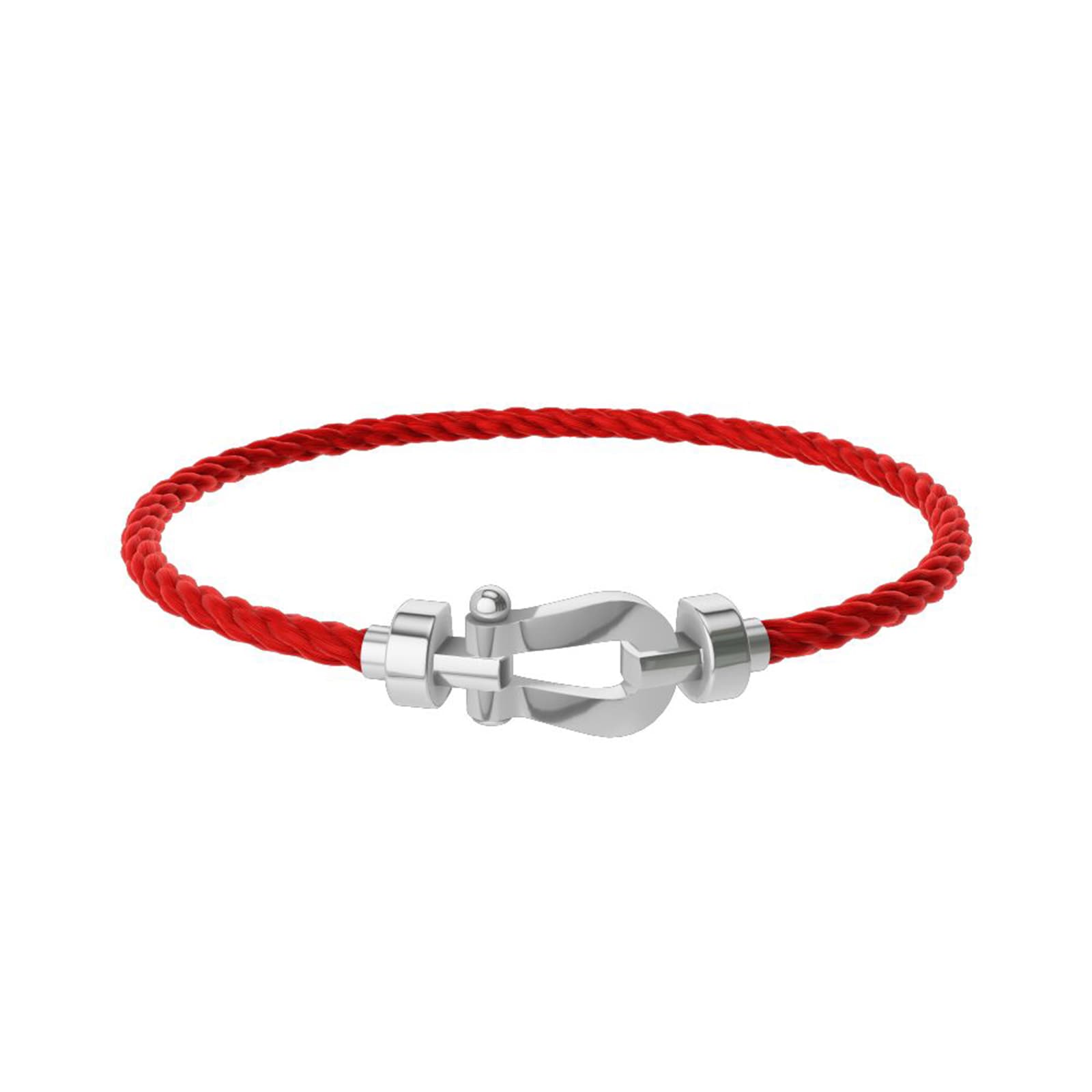 FRED Force 10 18ct White Gold Buckle & Red Cable Medium Model - Size 14 FRED Force 10 18ct White Gold Buckle & Red Cable Medium Model - Size 14