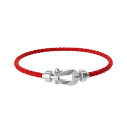 37080429 - Force 10 18ct White Gold Buckle & Red Cable Medium Model - Size 14