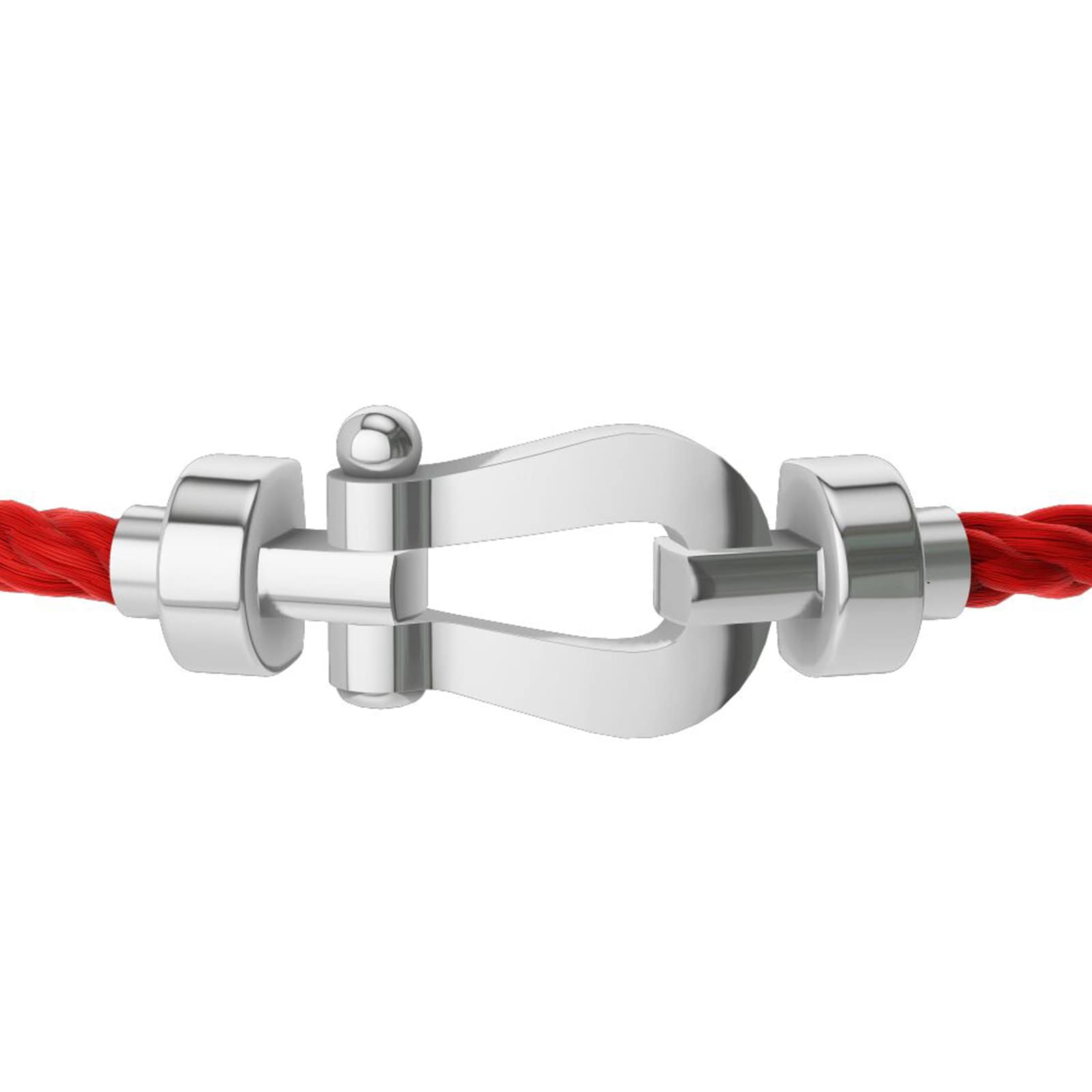 FRED Force 10 18ct White Gold Buckle & Red Cable Medium Model - Size 14 FRED Force 10 18ct White Gold Buckle & Red Cable Medium Model - Size 14