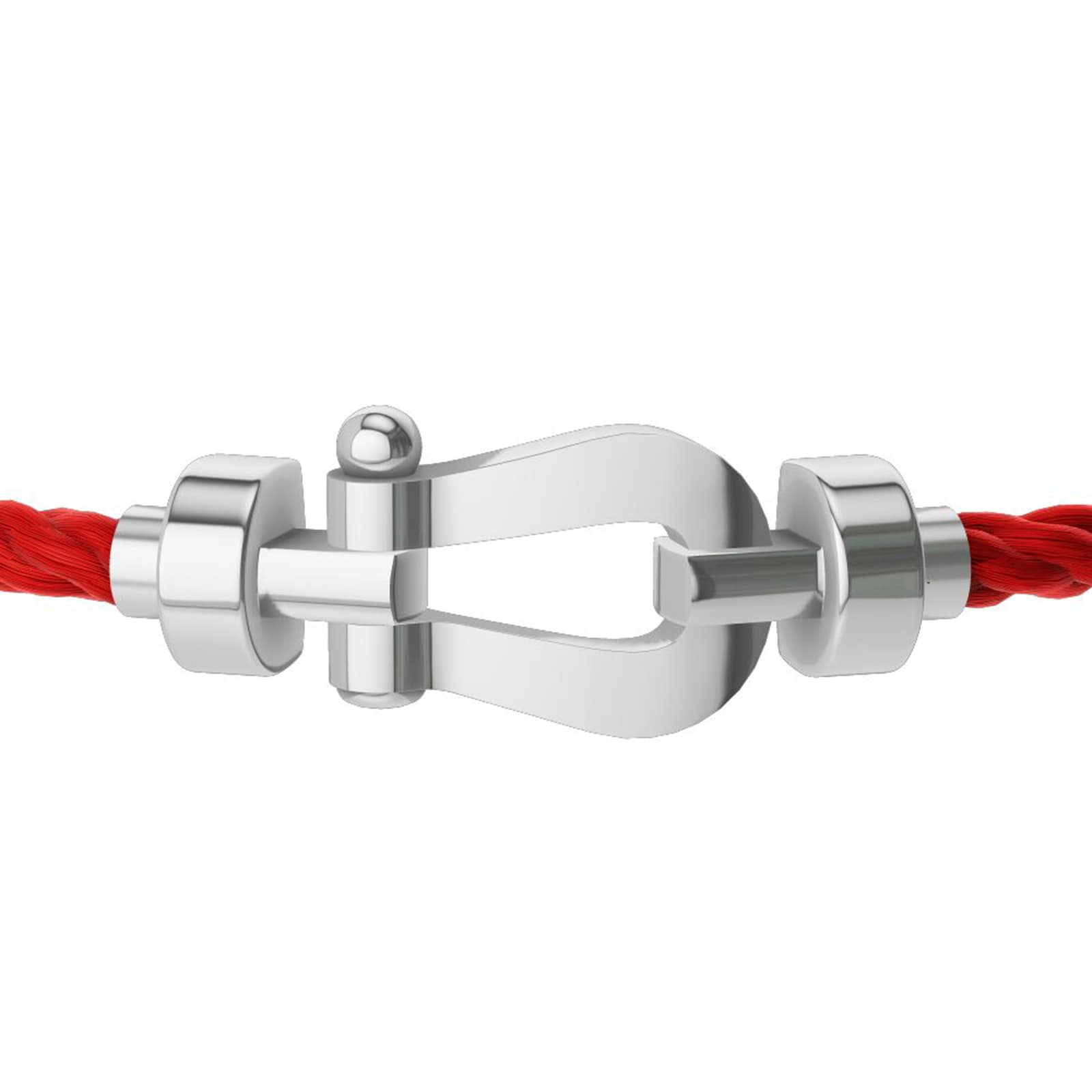 FRED Force 10 18ct White Gold Buckle & Red Cable Medium Model - Size 14