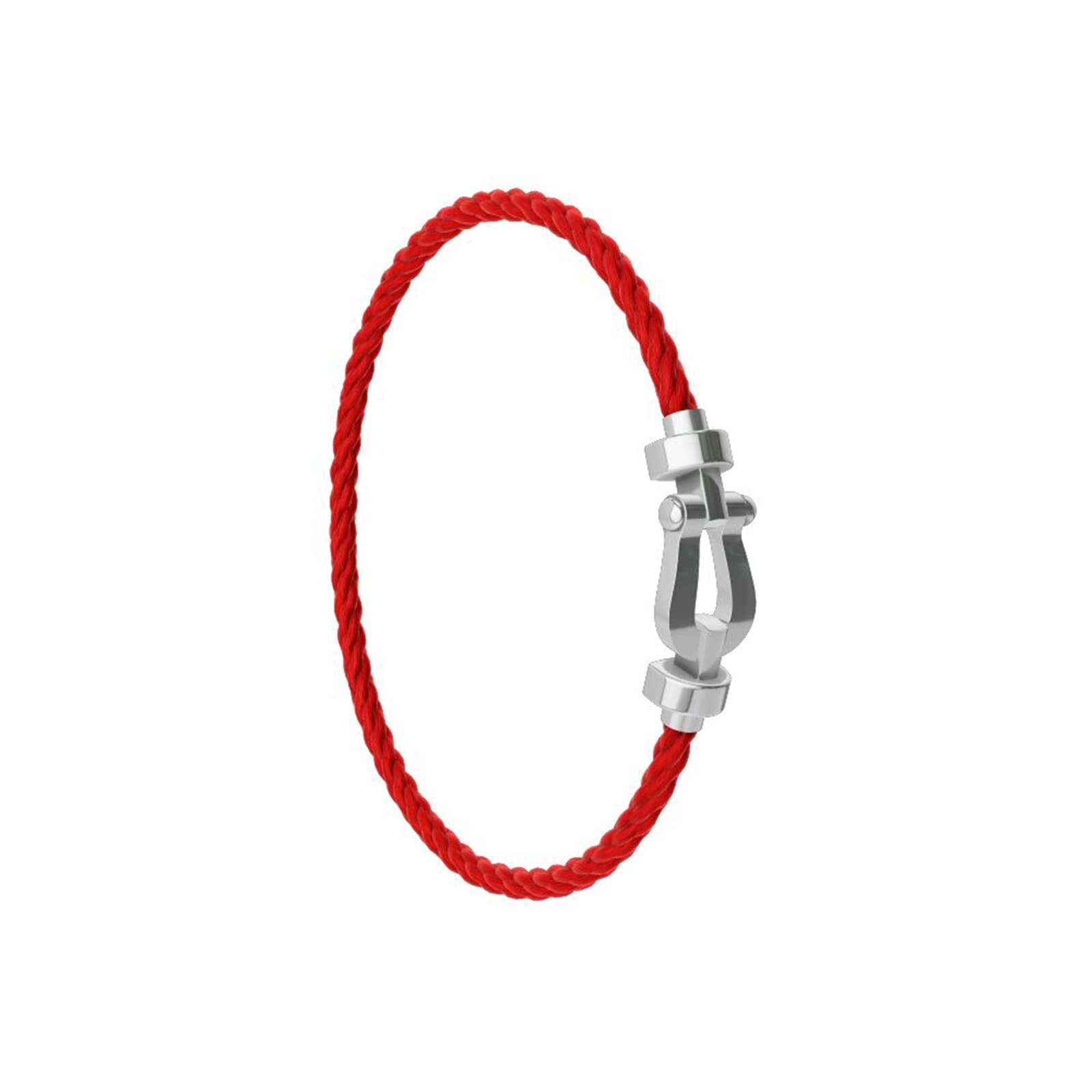 FRED Force 10 18ct White Gold Buckle & Red Cable Medium Model - Size 14 FRED Force 10 18ct White Gold Buckle & Red Cable Medium Model - Size 14
