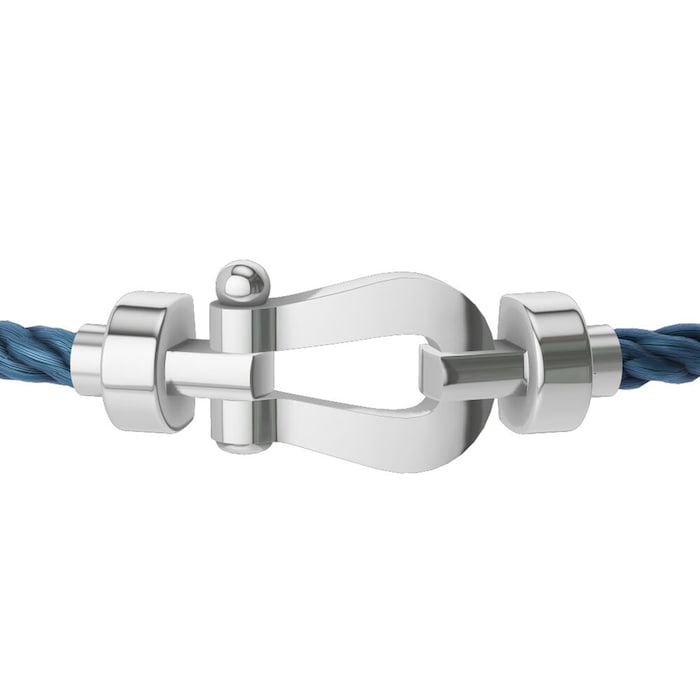 FRED Force 10 18ct White Gold Buckle & Blue Jean Cable Medium Model - Size 17