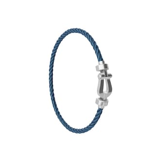 FRED Force 10 18ct White Gold Buckle & Blue Jean Cable Medium Model - Size 17
