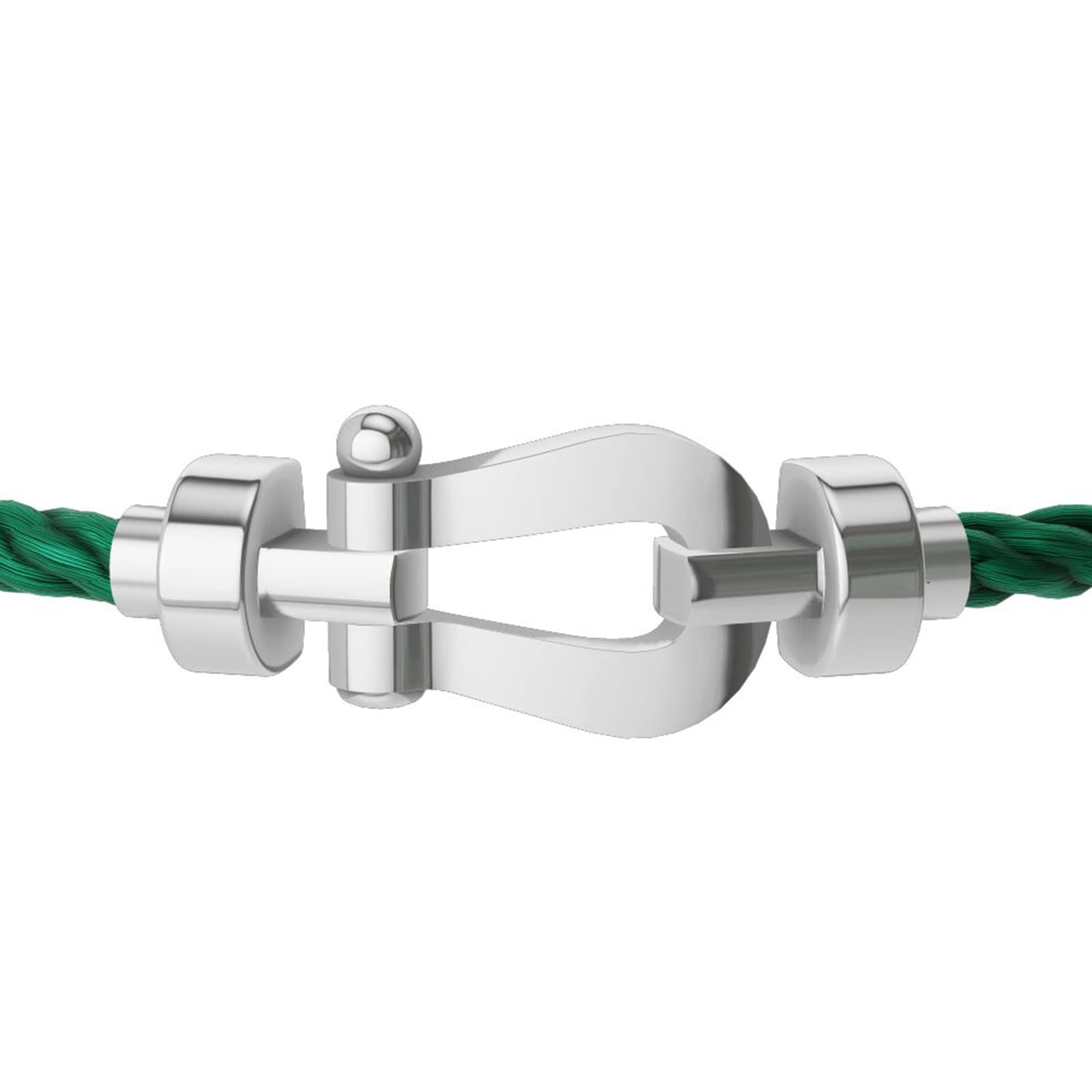 FRED Force 10 18ct White Gold Buckle & Emerald Green Cable Medium Model - Size 15