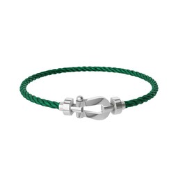 37080432 - Force 10 18ct White Gold Buckle & Emerald Green Cable Medium Model - Size 16