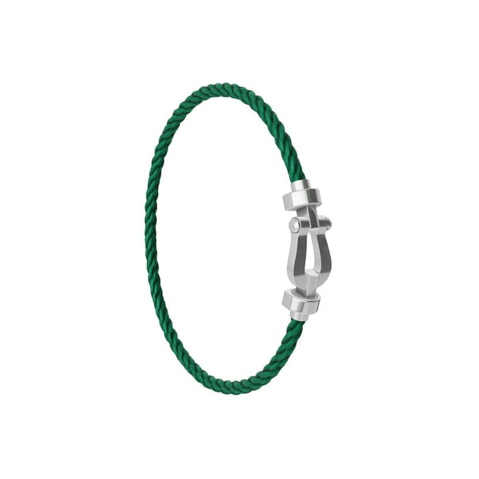 FRED Force 10 18ct White Gold Buckle & Emerald Green Cable Medium Model - Size 16