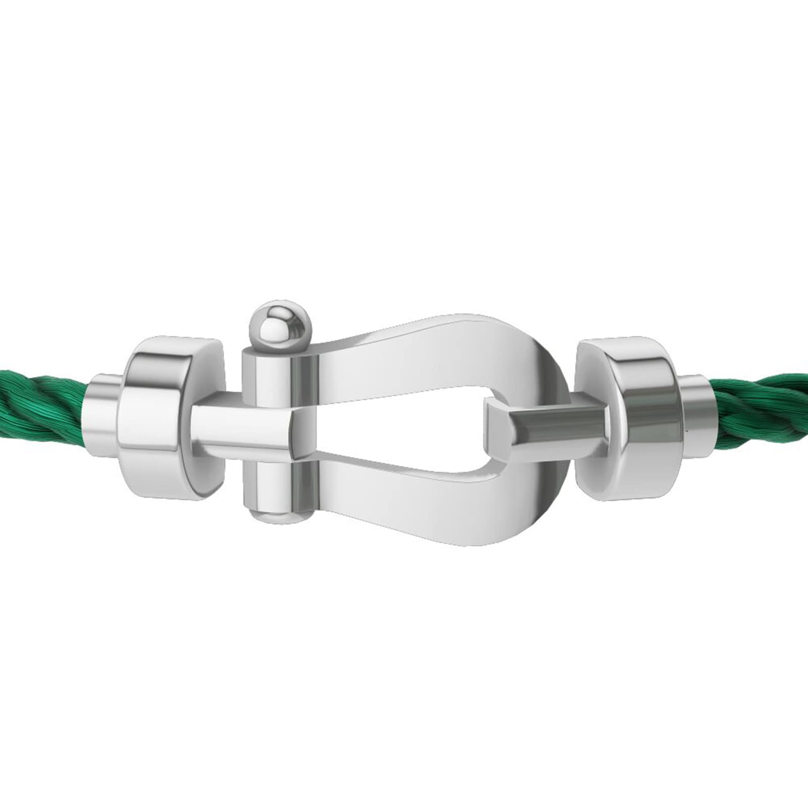 FRED Force 10 18ct White Gold Buckle & Emerald Green Cable Medium Model - Size 14 FRED Force 10 18ct White Gold Buckle & Emerald Green Cable Medium Model - Size 14