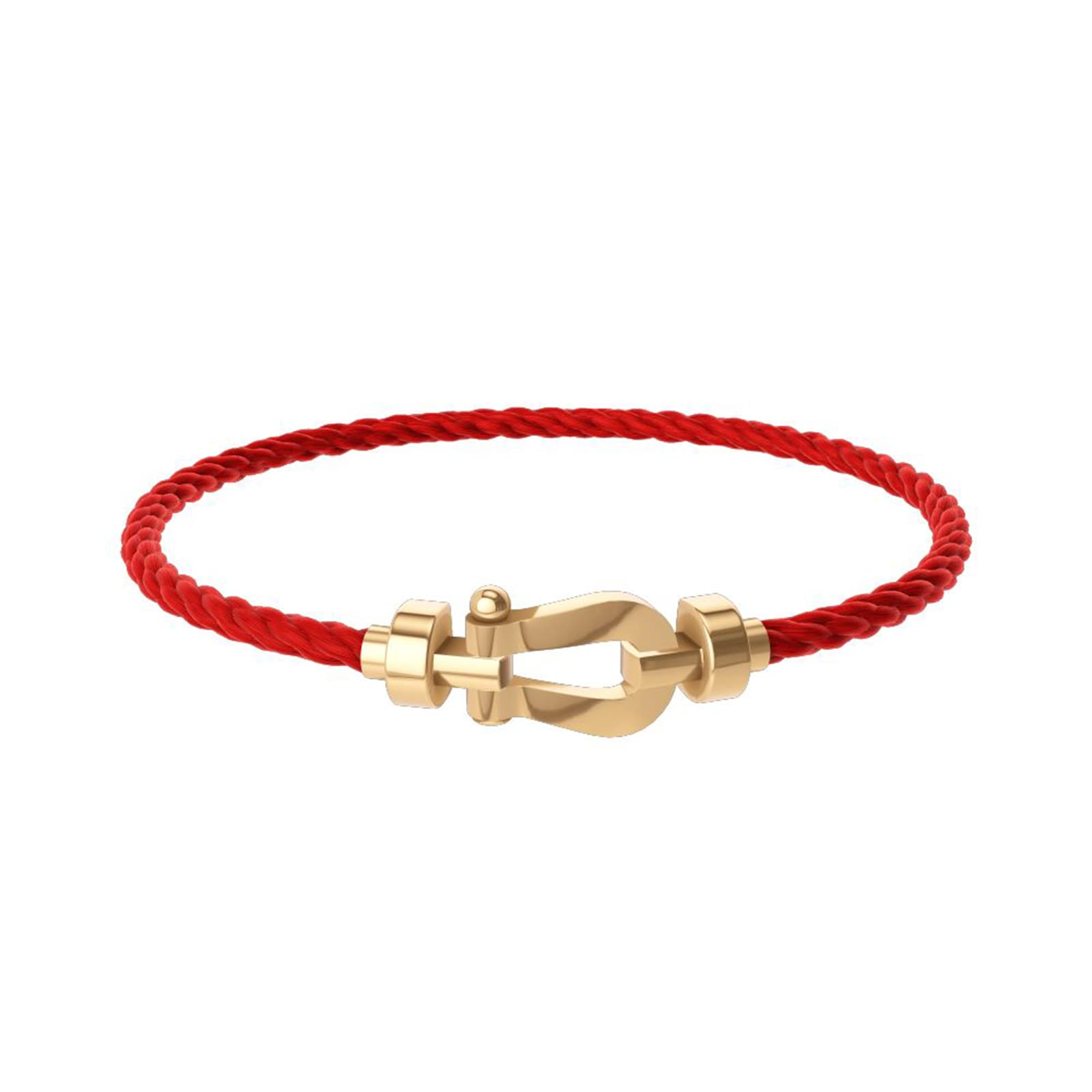 FRED Force 10 18ct Yellow Gold Buckle & Red Cable Medium Model - Size 15