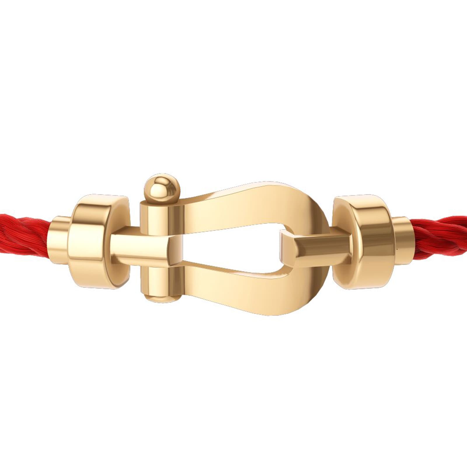 FRED Force 10 18ct Yellow Gold Buckle & Red Cable Medium Model - Size 15