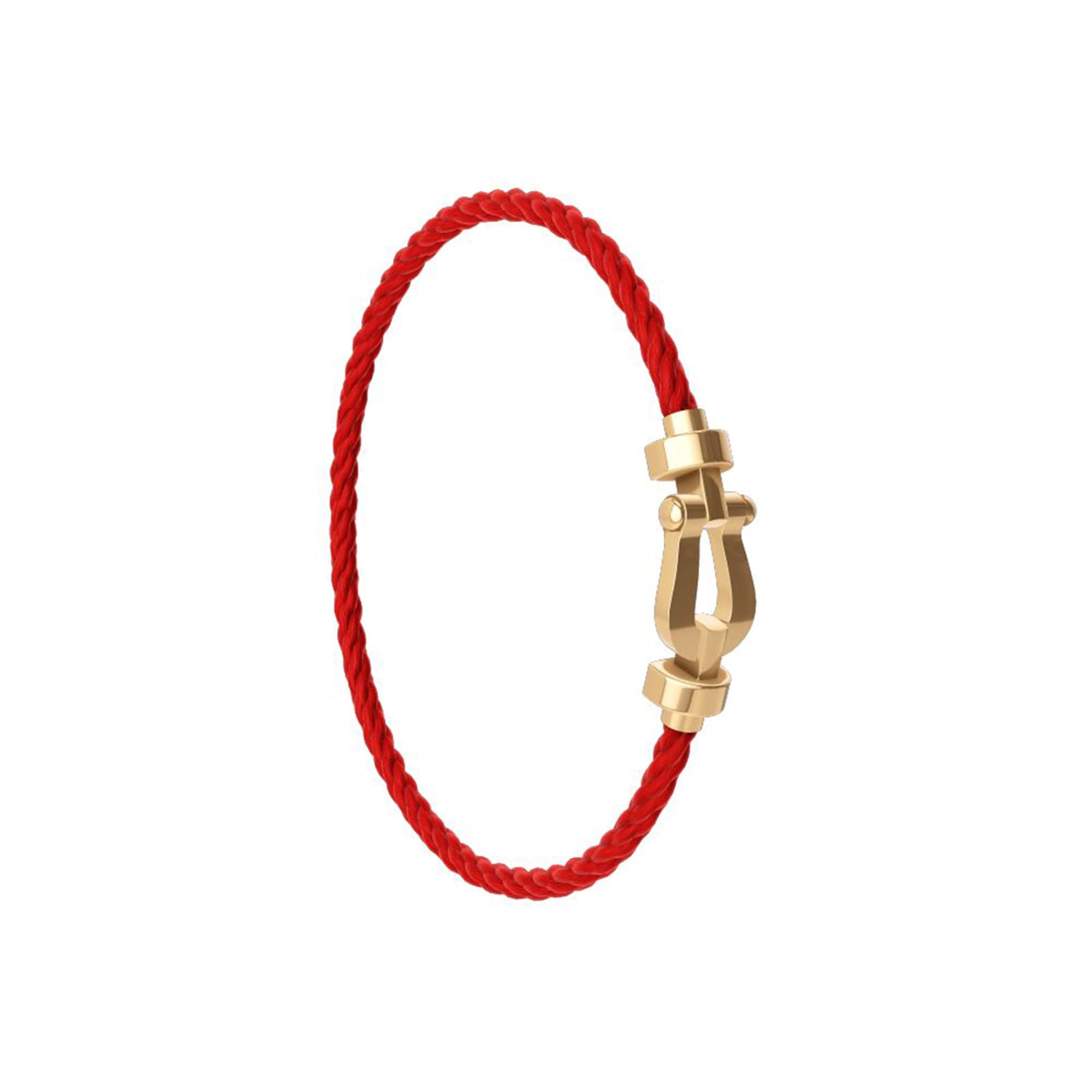 FRED Force 10 18ct Yellow Gold Buckle & Red Cable Medium Model - Size 15 FRED Force 10 18ct Yellow Gold Buckle & Red Cable Medium Model - Size 15