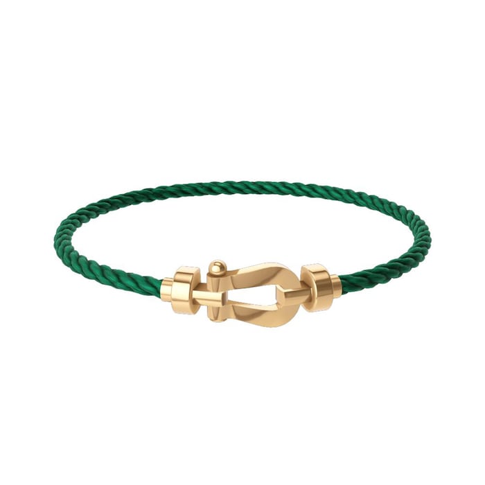 FRED Force 10 18ct Yellow Gold Buckle & Green Cable Medium Model - Size 17