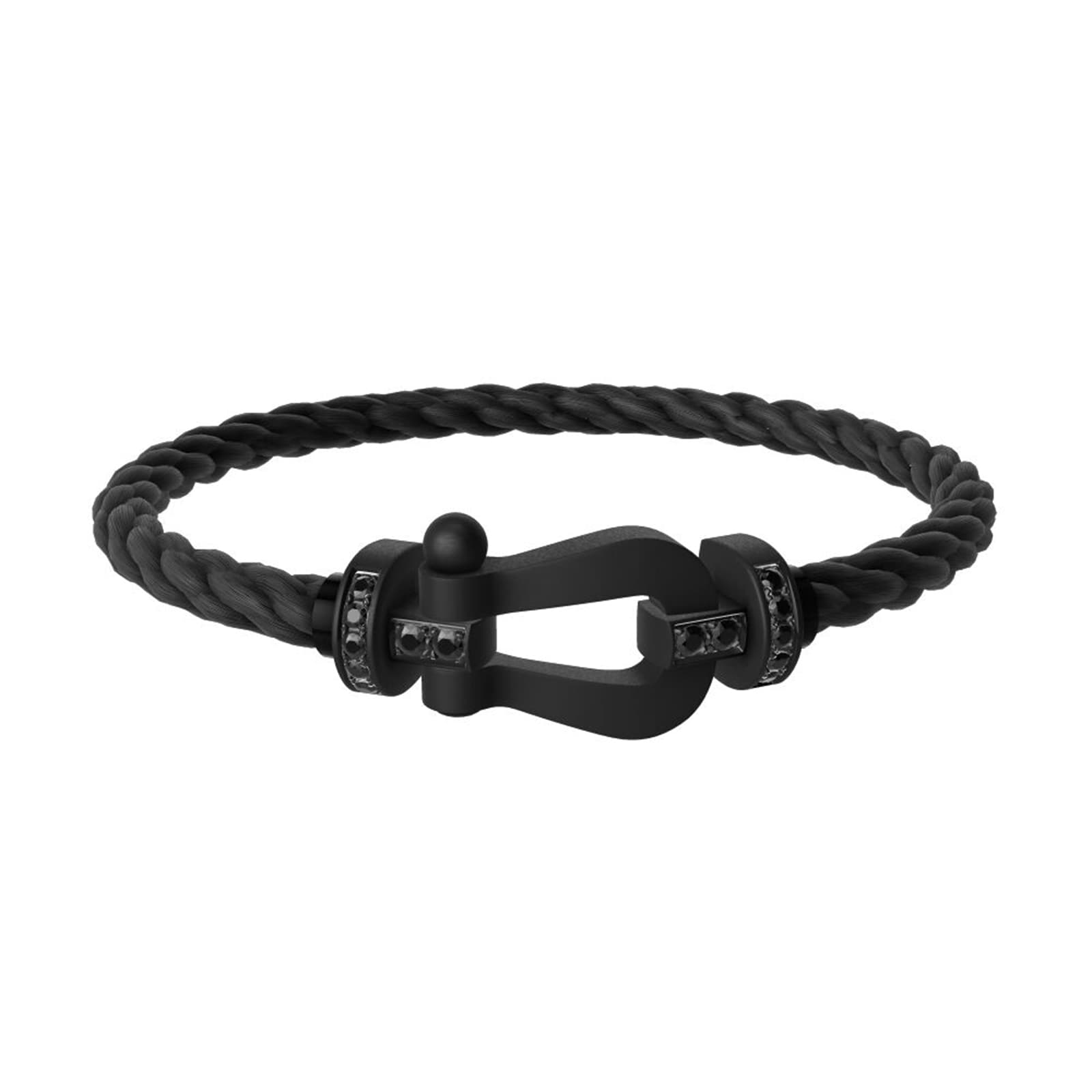 FRED Force 10 Titanium 0.32ct Black Diamond Buckle & Black Cable Large Model - Size 16 FRED Force 10 Titanium 0.32ct Black Diamond Buckle & Black Cable Large Model - Size 16