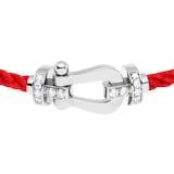 FRED Force 10 18ct White Gold 0.24ct Diamond Buckle & Red Cable Large Model - Size 16