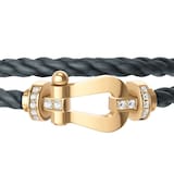 FRED Force 10 18ct Yellow Gold 0.24ct Diamond Buckle & Grey Cable Large Model - Size 16