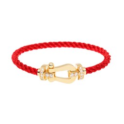 37080448 - Force 10 18ct Yellow Gold 0.24ct Diamond Buckle & Red Cable Large Model - Size 16