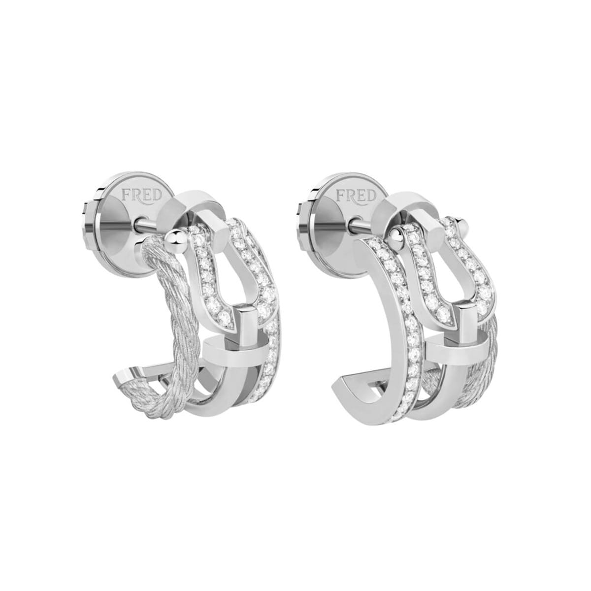 Fred Force 10 Rise 18ct White Gold 0.19ct Diamond Earrings