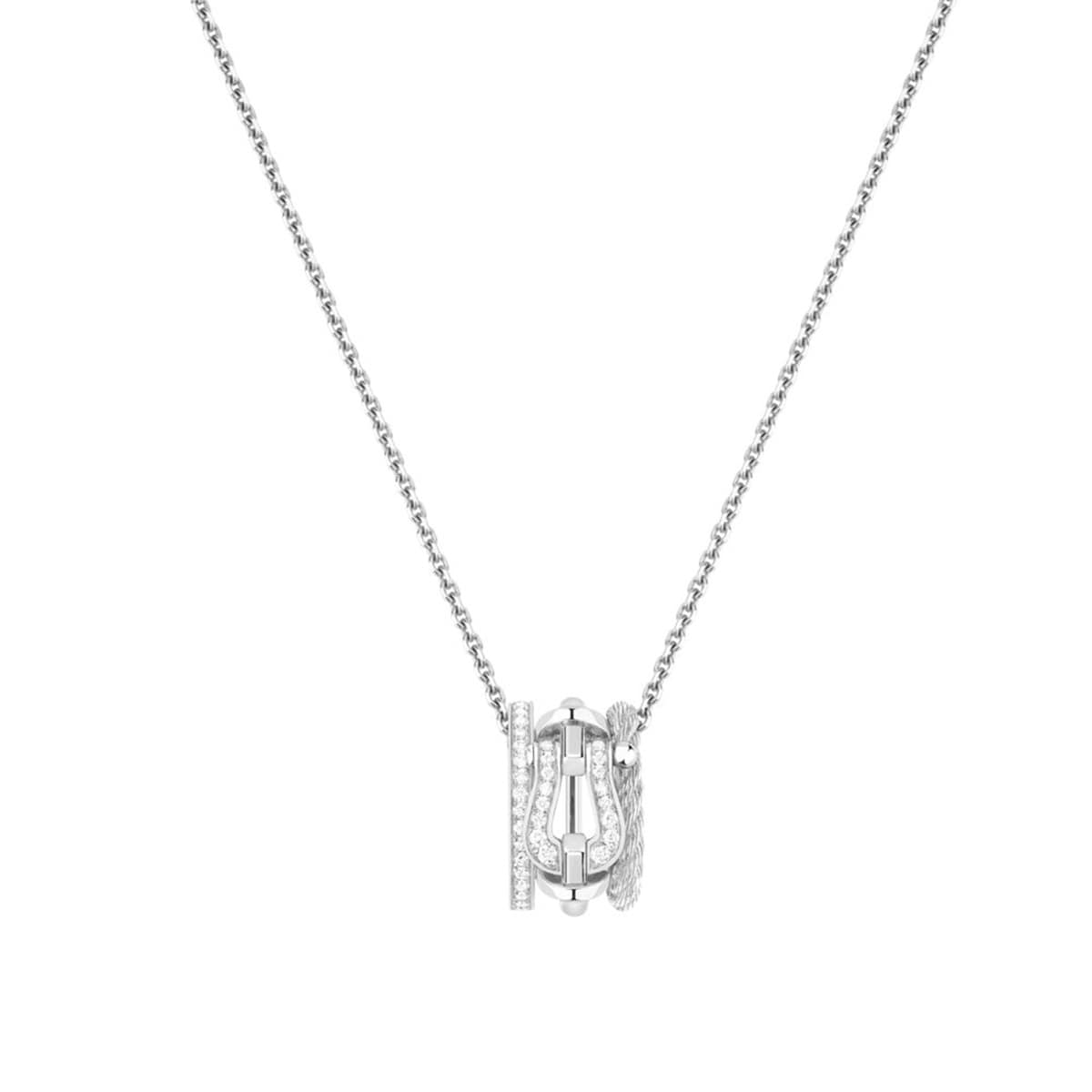 Fred Force 10 Rise 18ct White Gold 0.10ct Diamond Necklace