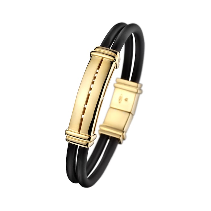 Di Modolo 18k Yellow Gold & Rubber Falco Mens Bracelet