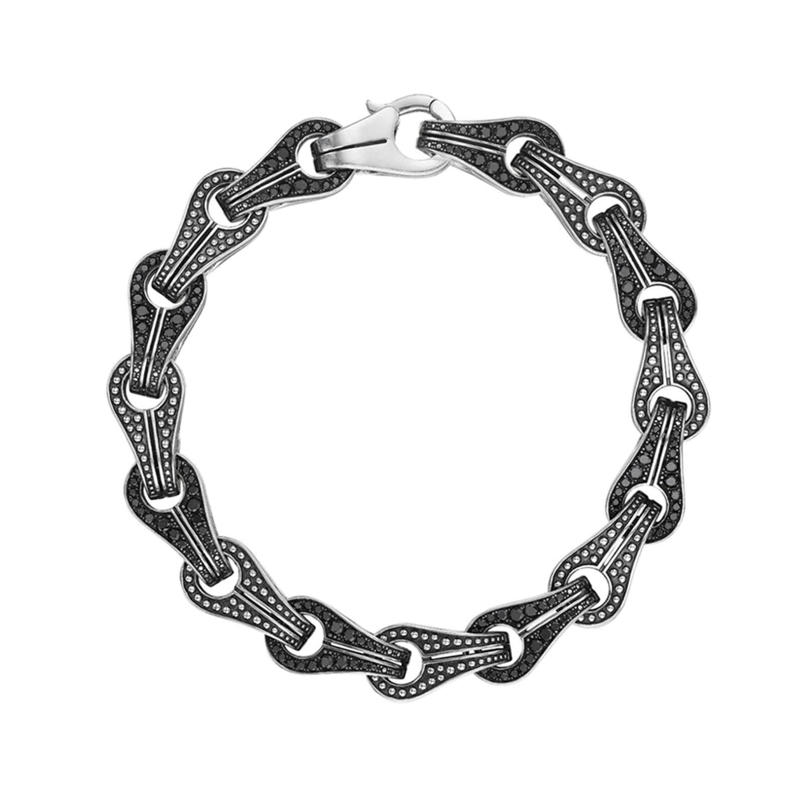 Di Modolo Sterling Silver 6.34cttw Black Diamond 10mm Mens Bracelet