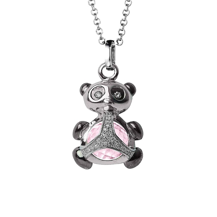 Di Modolo Silver Quartz and Diamond Panda Charm Pendant