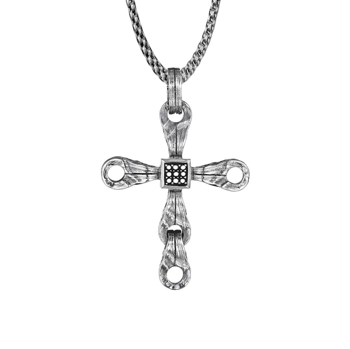 Di Modolo Silver Mens 0.11ct Diamond Cross Necklace