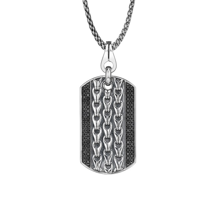 Di Modolo Silver 1.20cttw Black Diamond Mens Dog tag