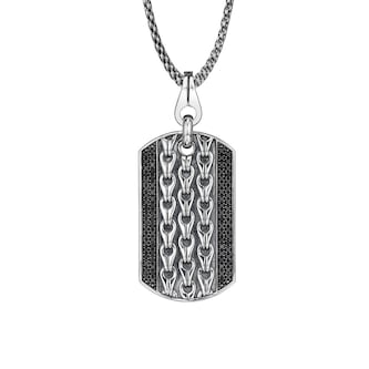 Di Modolo Silver 1.20cttw Black Diamond Mens Dog tag Di Modolo Silver 1.20cttw Black Diamond Mens Dog tag