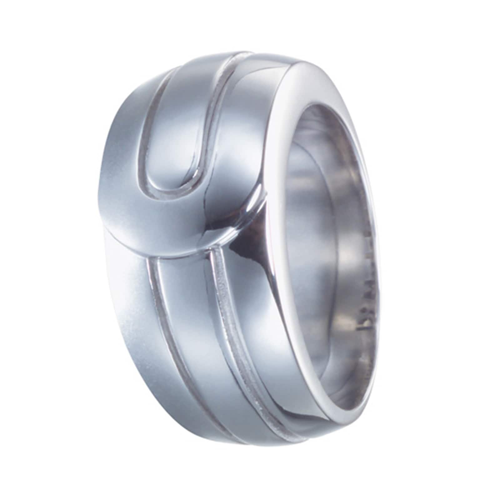 Di Modolo 18k White Gold Falco Mens Plain Ring - Size 10
