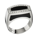 Di Modolo 18k White Gold Falco 0.22cttw Diamond & Onyx Mens Ring - Size 10