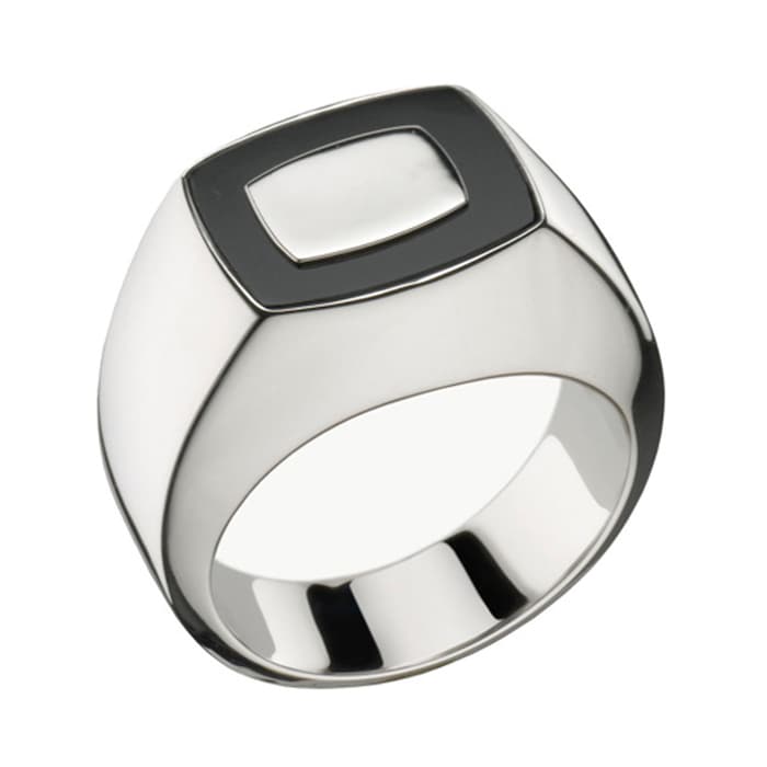 Di Modolo 18k White Gold Falco Onyx Plain Ring - Size 10