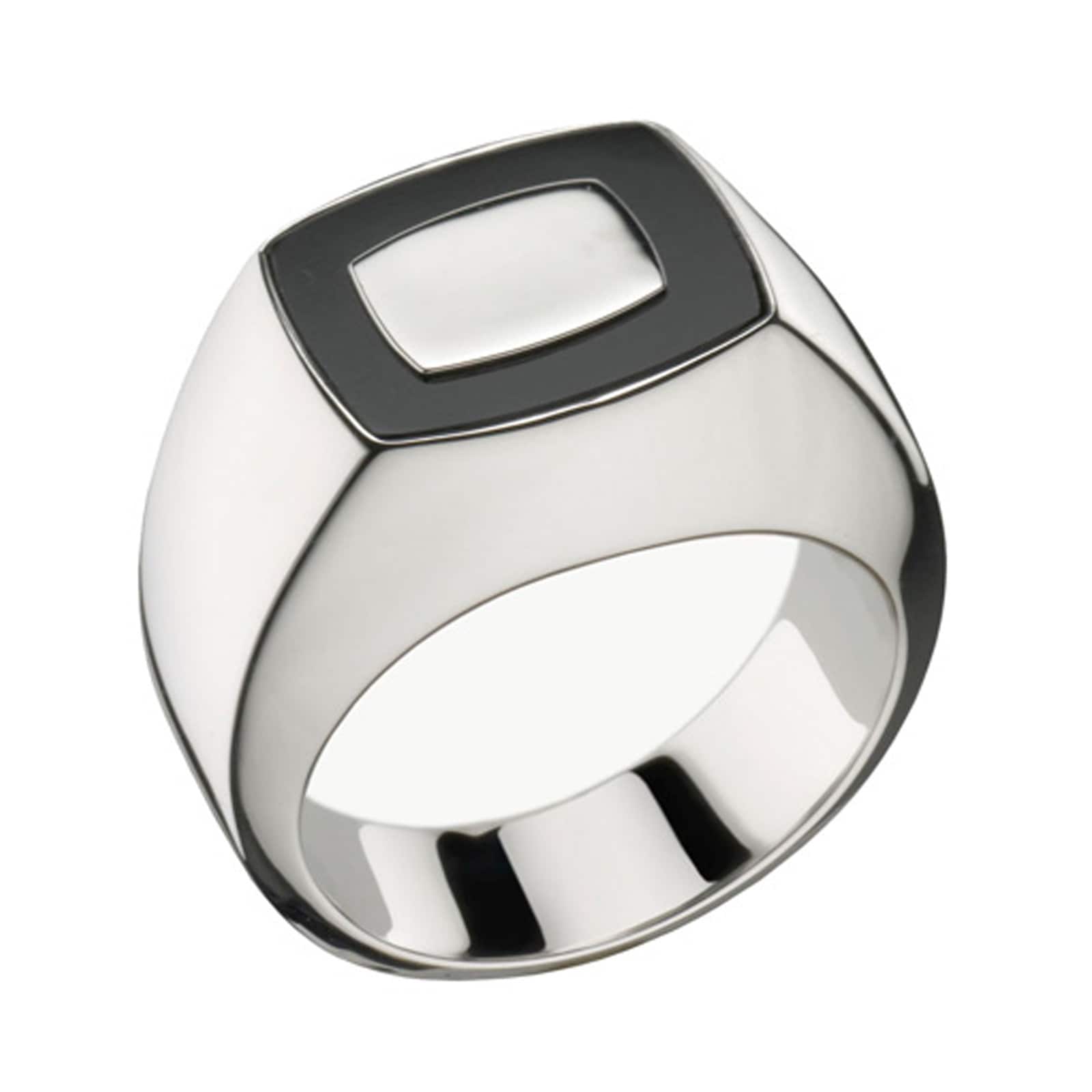 Di Modolo 18k White Gold Falco Onyx Plain Ring - Size 10