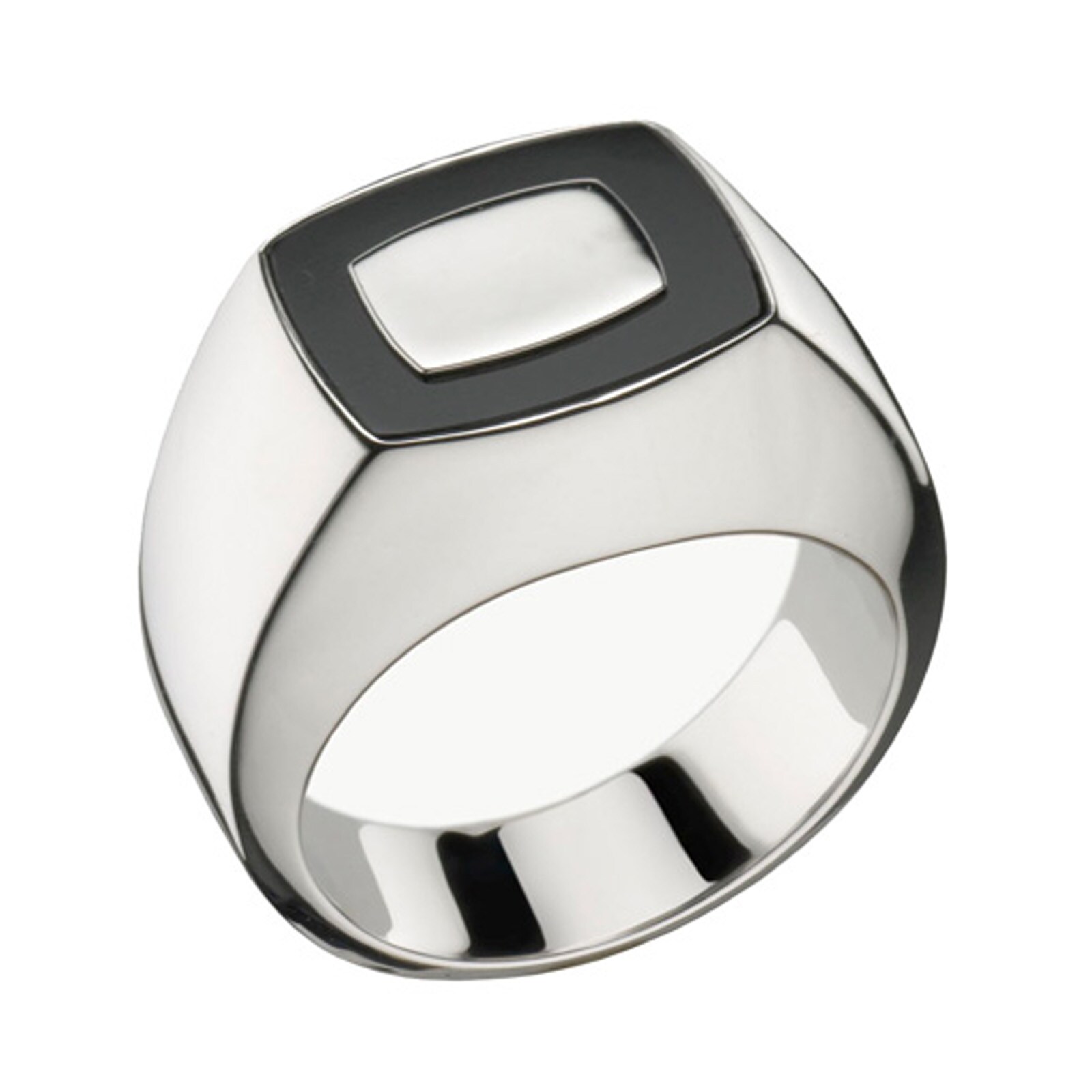 Di Modolo 18k White Gold Falco Onyx Plain Ring - Size 10