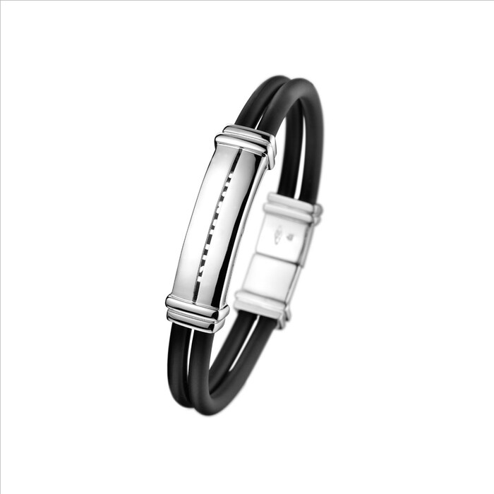 Di Modolo 18k White Gold Falco Rubber Mens Bracelet