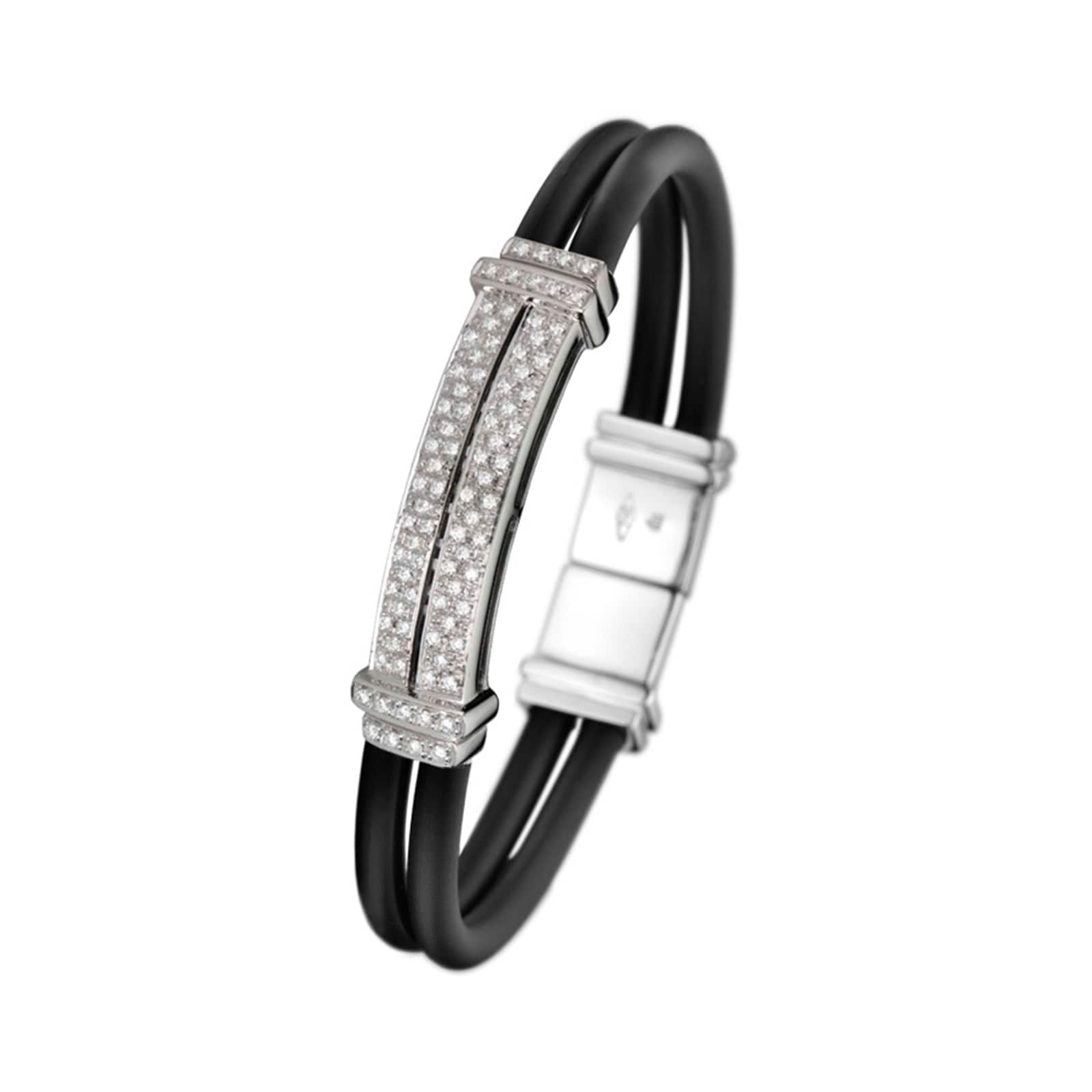 Di Modolo Mens Falco 18K White Gold & Rubber 1.03cttw Diamond Bracelet Di Modolo Mens Falco 18K White Gold & Rubber 1.03cttw Diamond Bracelet