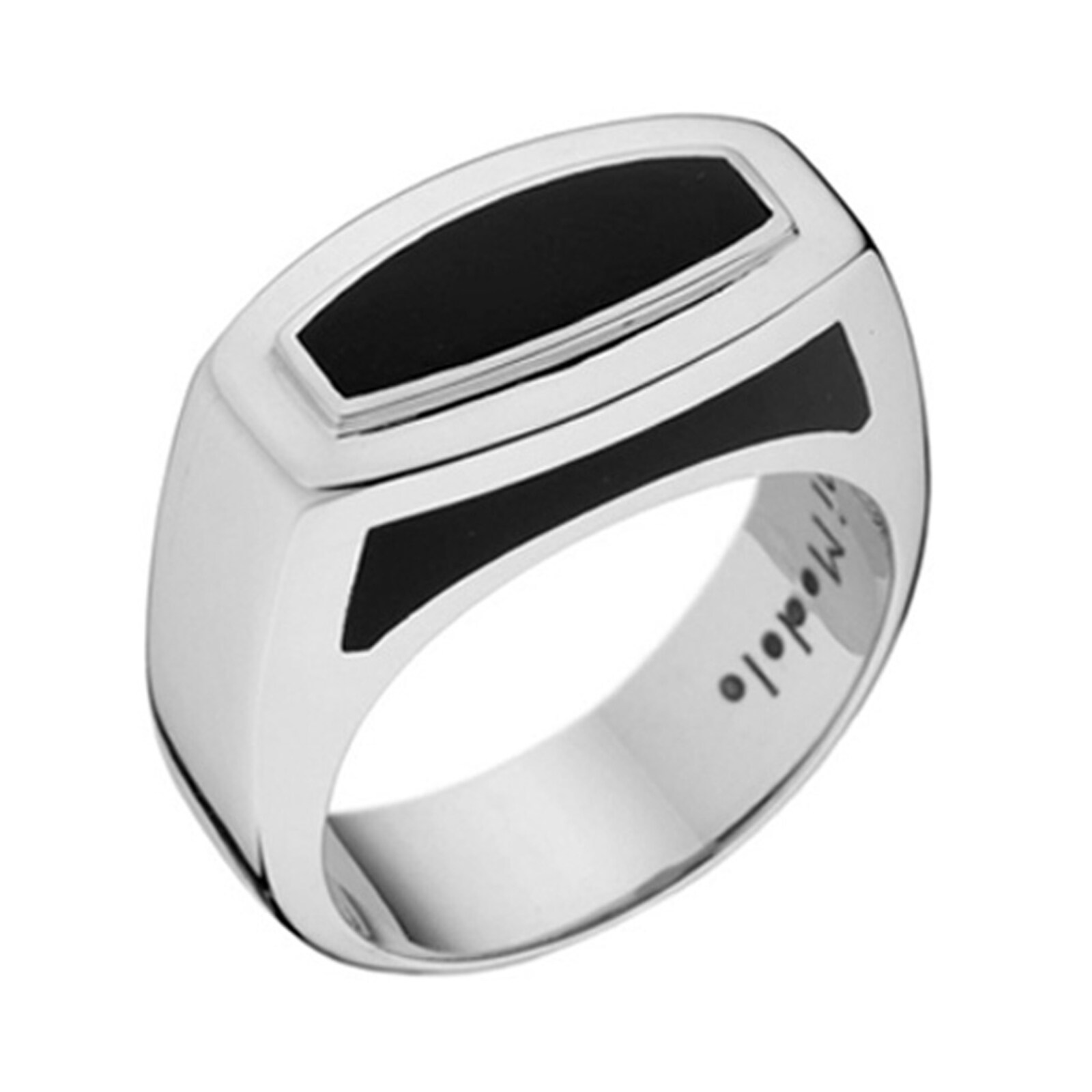 Di Modolo 18k White Gold Falco Onyx Mens Ring - Size 10