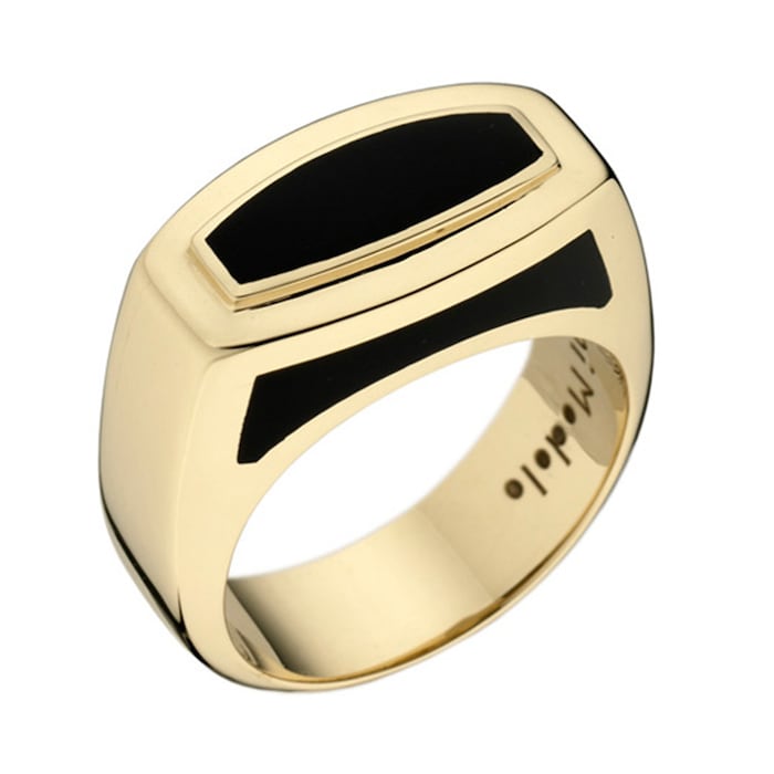 Di Modolo 18k Yellow Gold Falco Onyx Mens Ring - Size 10