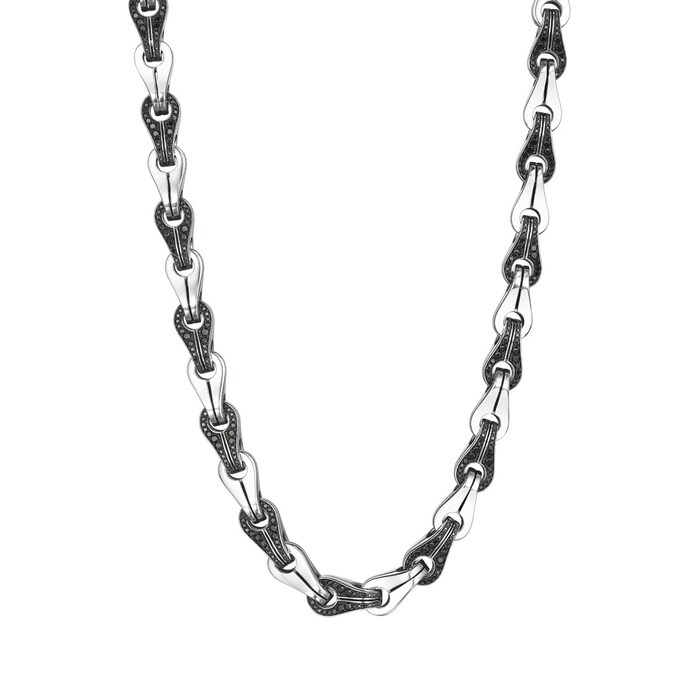 Di Modolo Silver Mens 6.95cttw Black Diamond Chain Necklace