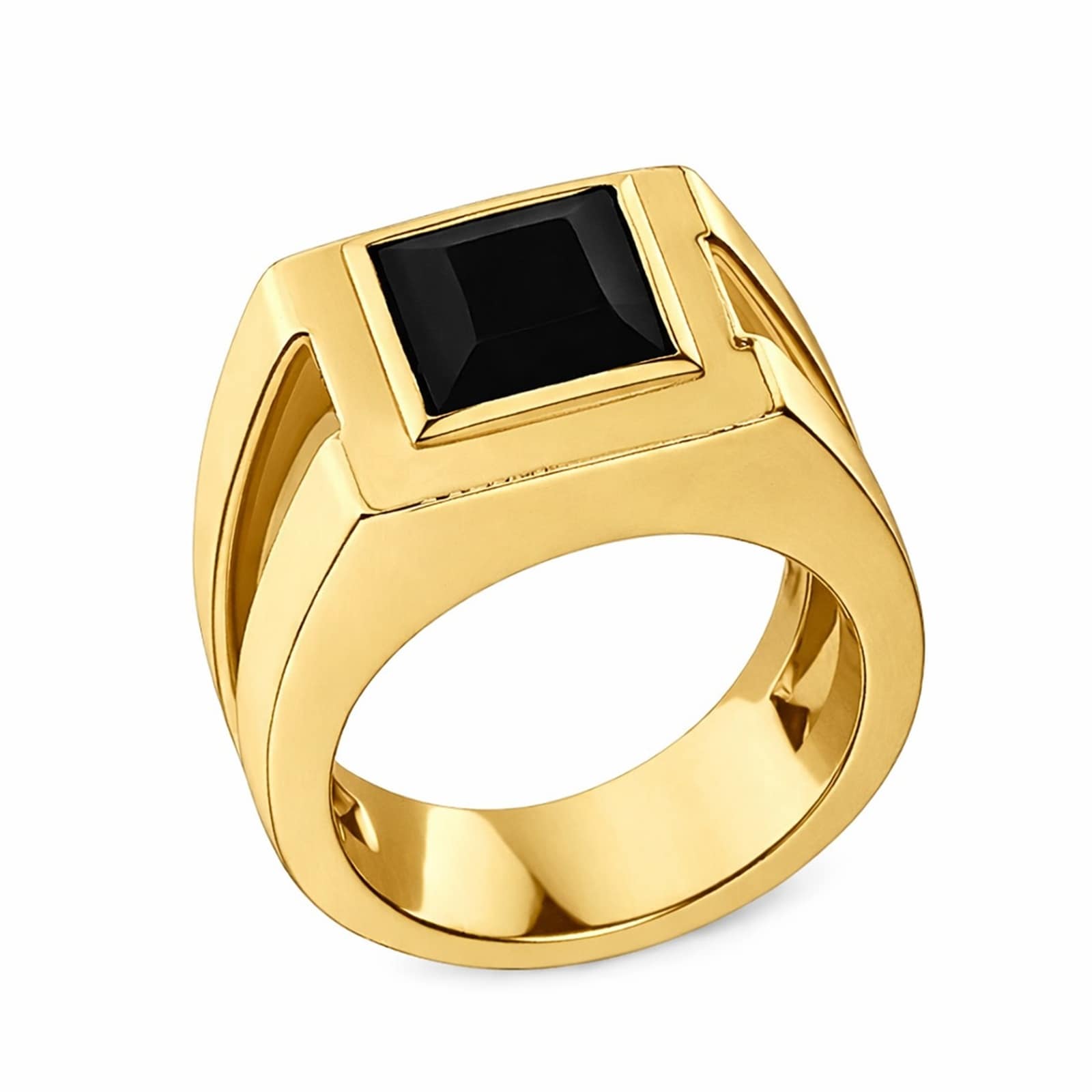Di Modolo Mens Falco 18K Yellow Gold Square Onyx Ring
