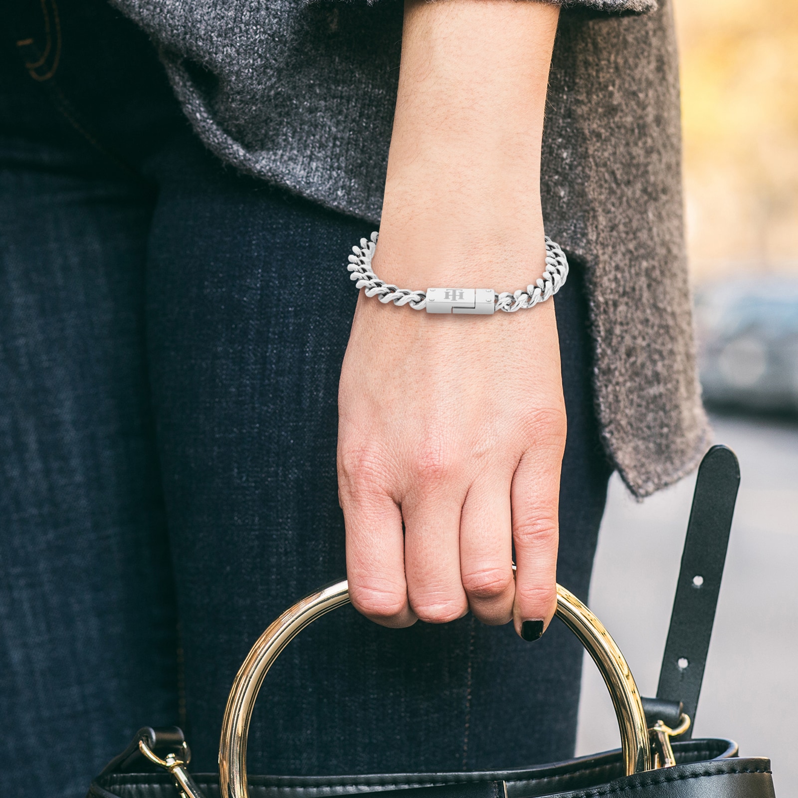 Tommy Hilfiger Stainless Steel Bold Th Chain Bracelet