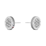 Tommy Hilfiger Stainless Steel Logo Crystal Stud Earrings