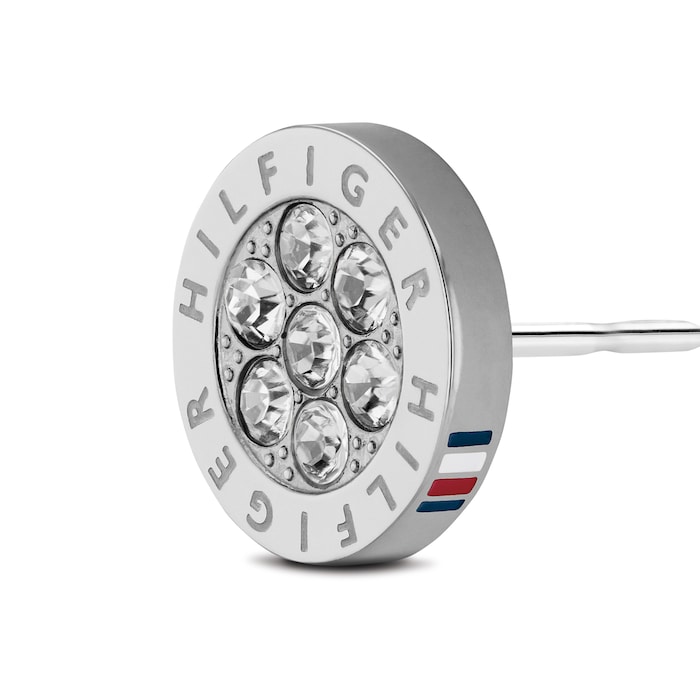 Tommy Hilfiger Stainless Steel Logo Crystal Stud Earrings