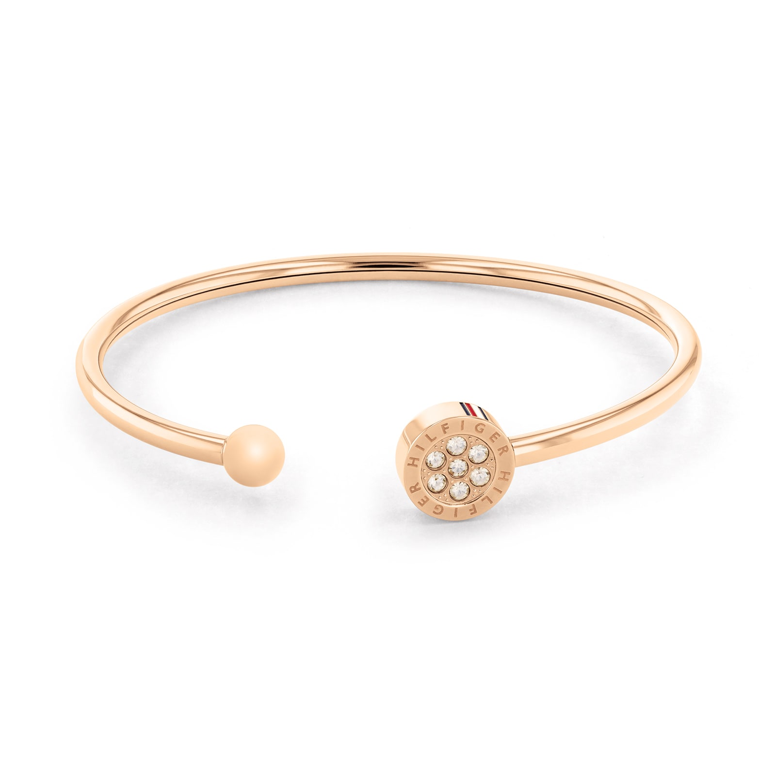 Tommy Hilfiger Rose Gold Coloured Logo Crystal Bangle