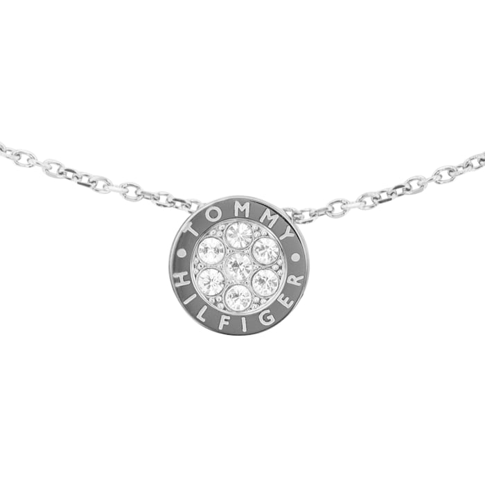 Tommy Hilfiger Stainless Steel Logo Crystal Necklace
