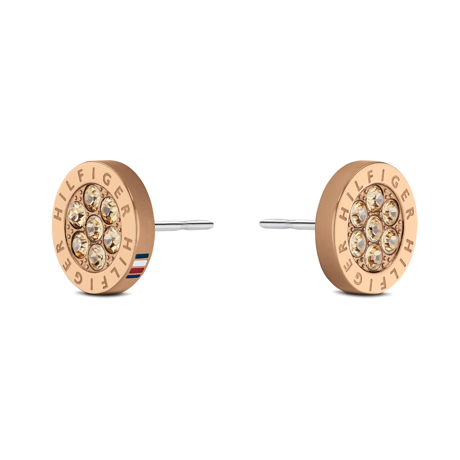 Rose Gold Coloured Logo Crystal Stud Earrings