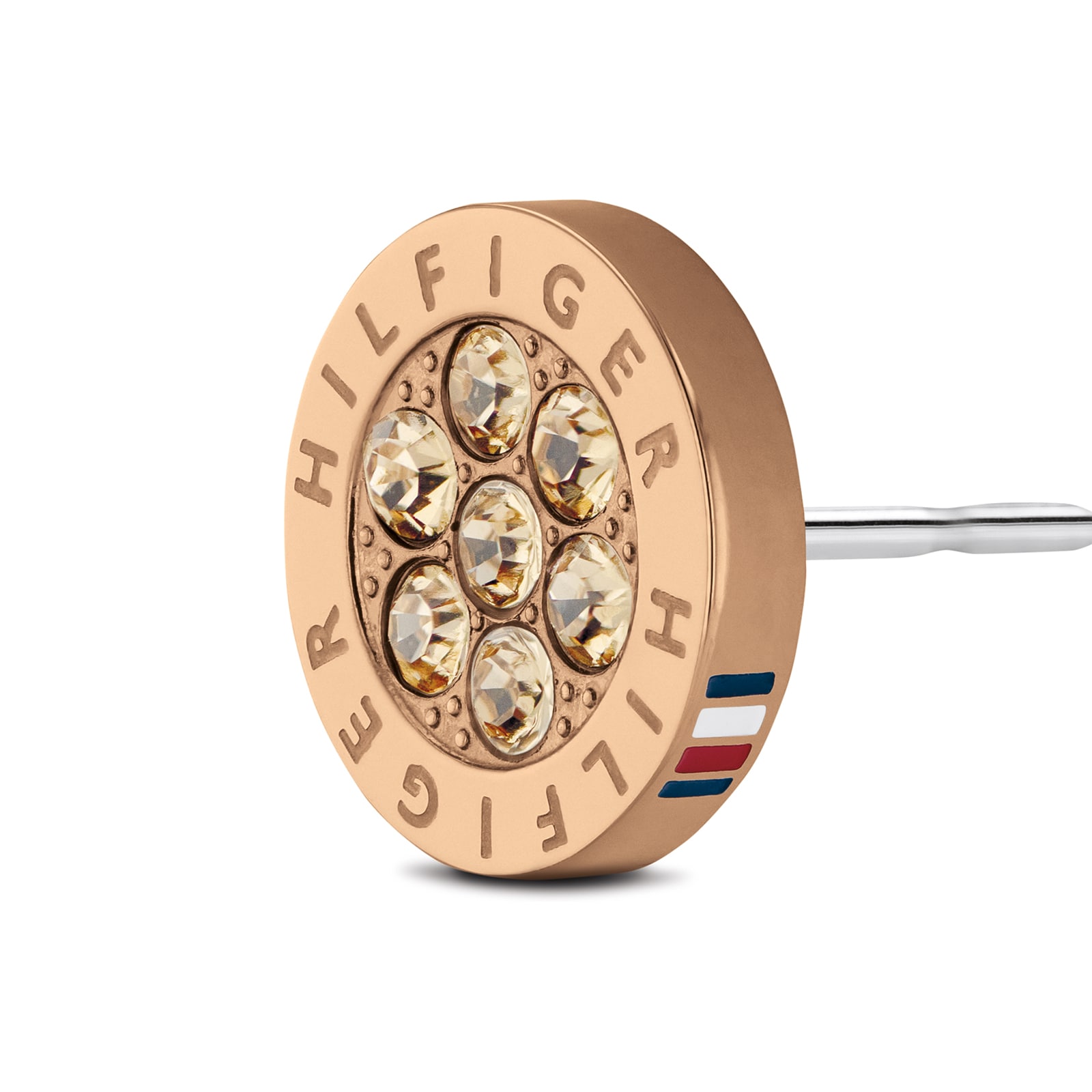 Tommy Hilfiger Rose Gold Coloured Logo Crystal Stud Earrings
