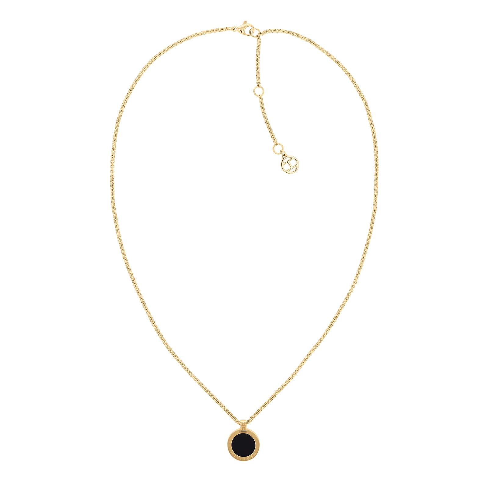 Tommy Hilfiger Yellow Gold Coloured Iconic Circle Onyx Pendant 2780656 ...