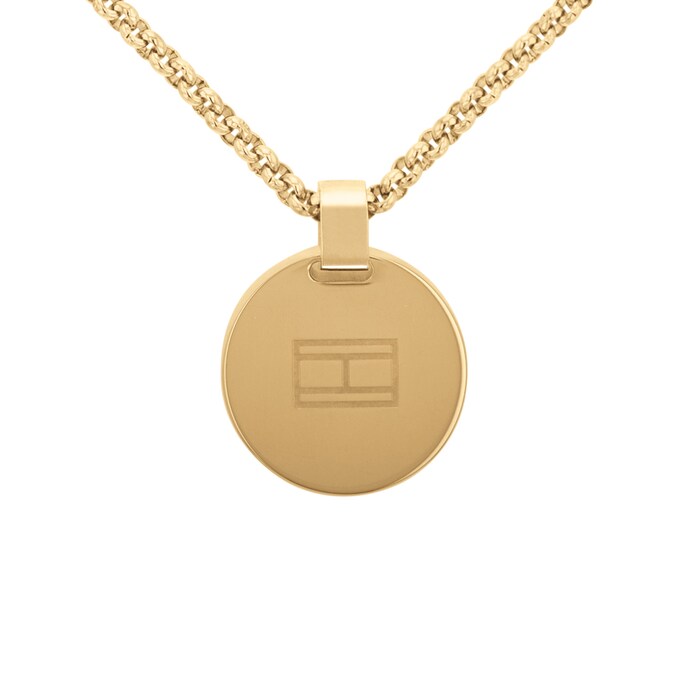 Tommy Hilfiger Yellow Gold Coloured Iconic Circle Onyx Pendant