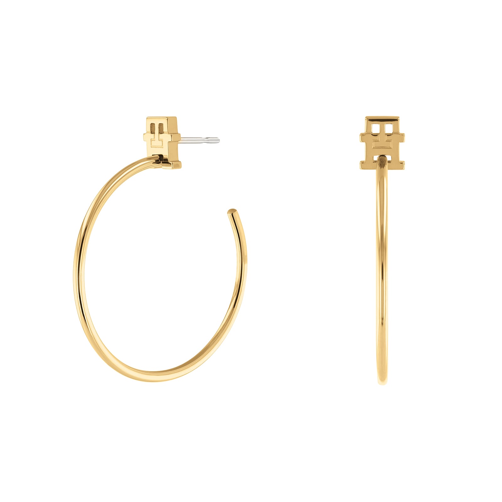 Tommy Hilfiger Yellow Gold Coloured Monogram Hoop Earrings 2780720 ...