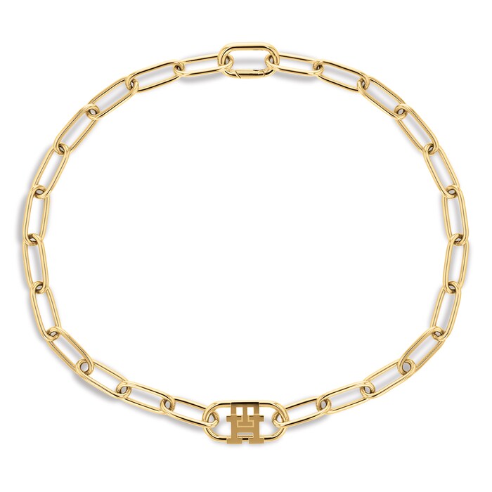 Tommy Hilfiger Yellow Gold Coloured Monogram Short Chain Necklace