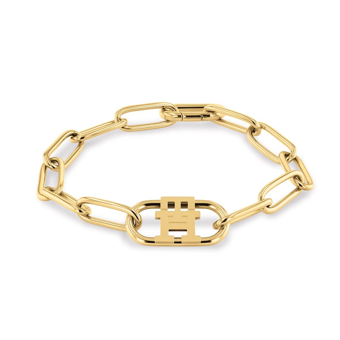 Tommy Hilfiger Yellow Gold Coloured Monogram Chain Bracelet